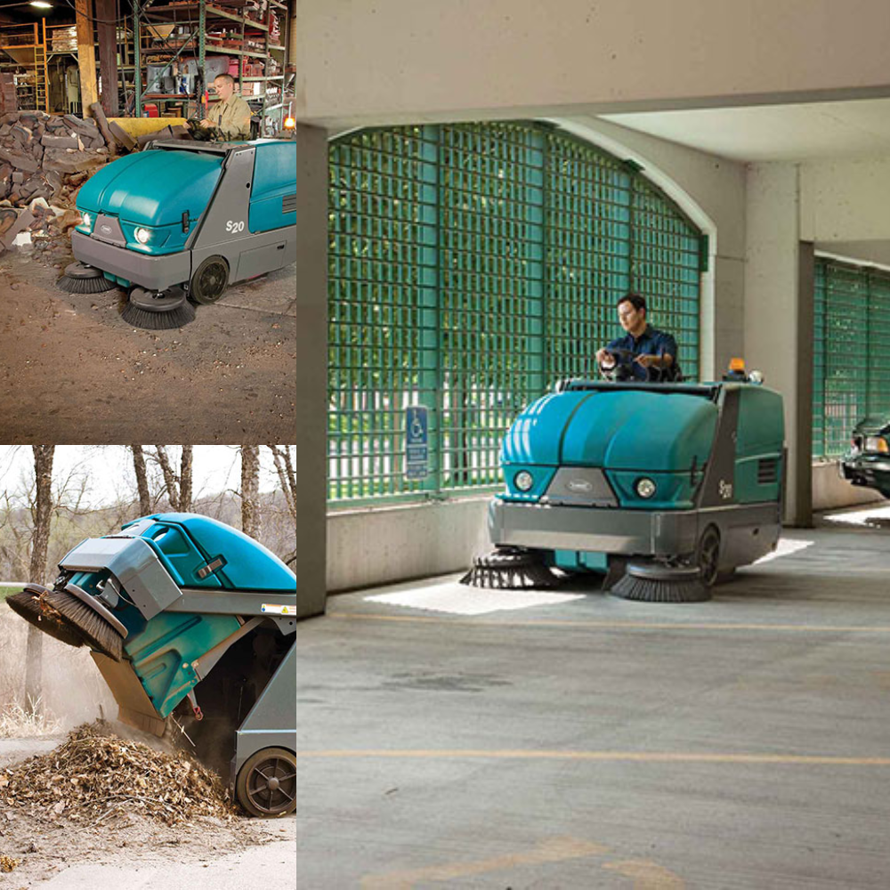 industrial sweeping machines in action